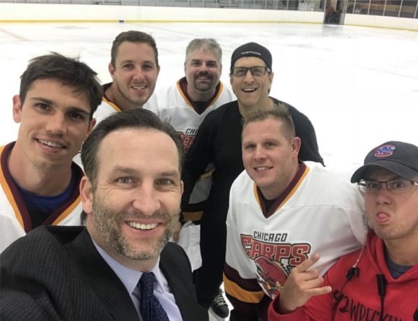 Selfie of AJ Salman with the cast of Puckheads.
